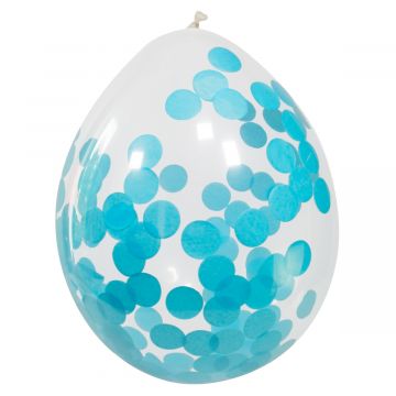 Confetti ballon blauw 4 stuks.