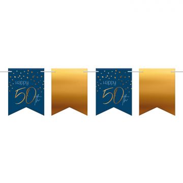 Vlaggenlijn 50 verjaardag blauw goud